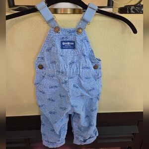 Vintage OshKish B'Gosh Blue Corduroy Overalls Transportation Car Size 6/9 Mths
